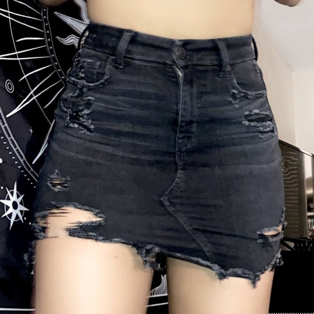 Short black jean skirt from American Eagle